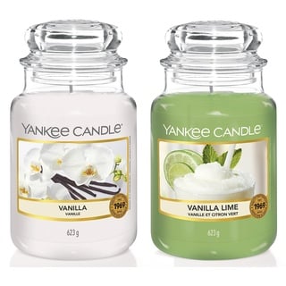 Yankee Candle große Duftkerze im Glas, Vanilla, Brenndauer bis zu 150 Stunden & Duftkerze im Glas| Vanilla Lime | Brenndauer bis zu 150 Stunden| Große Kerze im Glas