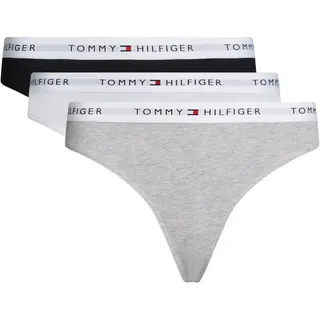 Tommy Hilfiger Damen 3er Pack Strings Thongs Unterwäsche, Mehrfarbig (White/Black/Grey Heather), XL