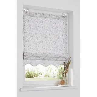 Raffrollo KUTTI "Finja" Gr. 4, beige (natur, weiß), B:100cm H:140cm, Obermaterial: 100% Baumwolle, Raffrollos, Raffrollo, blickdicht, Baumwolle, Hakenaufhängung