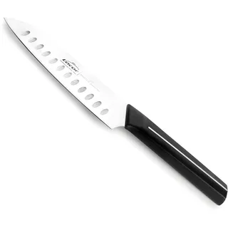 LACOR - 38233 - Santoku-Meistermesser, Edelstahl, konische Schleifkante, rutschfester Griff, scharf & widerstandsfähig, Handreinigung, geeignet für jede Art von Fleisch und Fisch, 18 cm