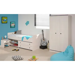 Parisot Jugendzimmer-Set »Smoozy« weiß (weiß mit kieferstruktur), Schlafzimmermöbel-Sets, Jugendzimmer-Set