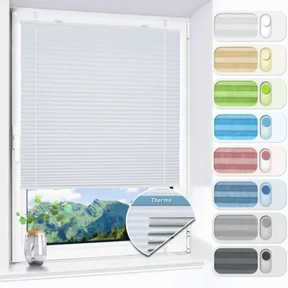 HOMEDEMO Plissee ohne Bohren verdunkelung, Thermo Plisseerollo Klemmfix, Weiß 70x100cm(BxH) Verdunklungsplissee 100% lichtundurchlässig für Fenster, Blickdicht Sichtschutz Sonnenschutz