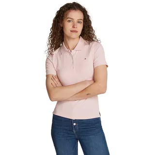 Tommy Hilfiger Damen Poloshirt Kurzarm Slim Fit, Rosa (Delicate Pink), S