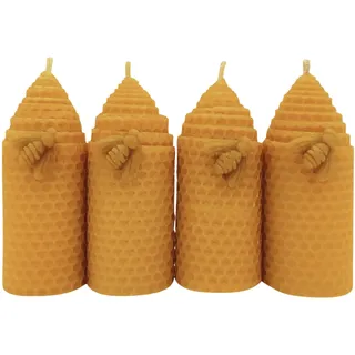 LAMARE Bienenwachskerze Honigwabe 100% Natürlich (4 Einheiten -11 cm Länge - 4 cm Durchmesser) - OHNE PARAFFINE - Honigkerzen - Handgefertigt 100% Handwerklich.