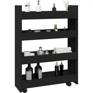 Eleganten-Stil Aufbewahrungswagen Schmal 4 Etagen Schwarz Holzwerkstoff - Servierwagen Hommie4378060 1parcel - Schwarz