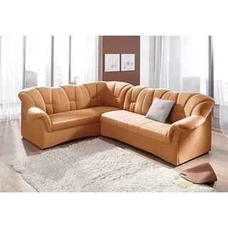 DOMO collection Ecksofa »Papenburg B/T/H: 242/190/84 cm L-Form«, wahlweise mit Bettfunktion, Langer Schenkel links oder rechts orange