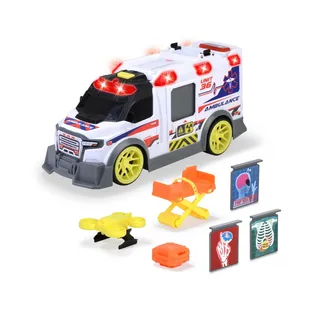DICKIE Toys - großer Spielzeug-Krankenwagen mit vielen Extras (35,5 cm) - Rettungswagen mit Spiel-Drohne, Zubehör, Licht & Sound, Spielzeugauto für Kinder ab 3 Jahre