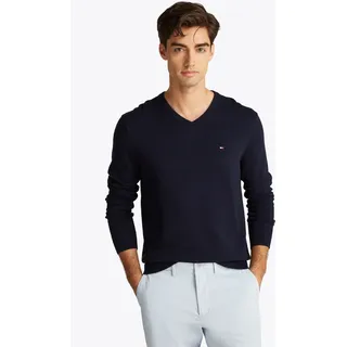 Tommy Hilfiger Strickpullover »ESSENTIAL COTTON V NECK«, blau