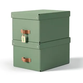 Leitz Puro Aufbewahrungsbox mit Deckel, mittel, 17L, 100% recycelter Karton, 2er-Pack, Grün
