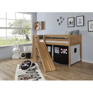 TICAA Hochbett Ekki 179 x 205 cm Buche massiv lackiert schwarz/weiß
