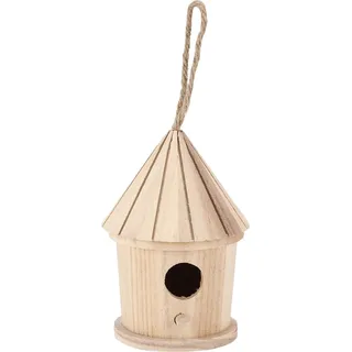 Vogelhaus aus Holz zum Selberbauen: Natürliches, rundes Vogelnest aus Holz zum Aufhängen im Garten