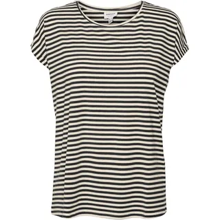 Vero Moda Damen Vmava Plain Stripe Ga JRS Noos Shirt, Nero/Strisce: Cristine, XL EU