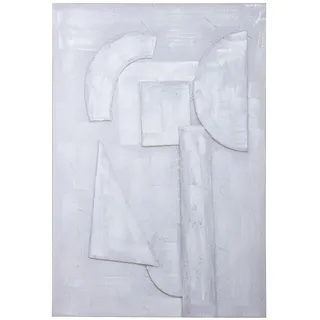 DRW Leinwandbild, rechteckig, abstrakt, mit Figuren, handbemalt, 40% Weißtöne, 120 x 80 x 3 cm