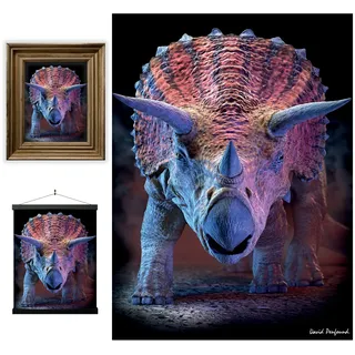 3D LiveLife Linsenförmige Wandkunst Drucke - Triceratops von Deluxebase. Ungerahmtes 3D Dinosaurier Poster. Perfekter Wandfüller. Original kunstwerk lizenziert von bekannt künstler, David Penfound