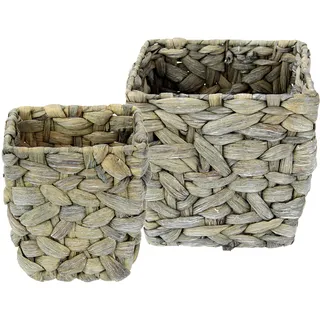 Topfset aus Wasserhyazinthe Pflanzgefäß Gefäß Blumentopf Blumen Pflanzen Pflanztopf Pflanzkorb Übertopf Schale Dekotopf geflochtener Deko Topf Übertopf Vase Korb Blumentöpfe für Kunstblume und Pflanze