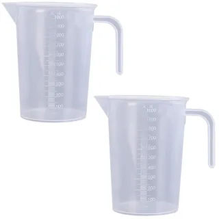 FANNAS 2 Stück 1000 ml Präzisions Mini Transparent Messbecher mit Waage, Messbecher Dosierhilfe für Waschmittel, Küche Backen, Labor, Kochen für Labor Küche