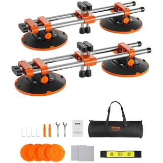 Vevor Nahtloser Naht-Setter, 2er-Pack, Granit-Nahtverbinder mit 152 mm Vakuum-Saugnäpfen & Werkzeugtasche, zum Verbinden & Nivellieren von Nähten, Ideal für Fliesen, Stein, Marmorplatten