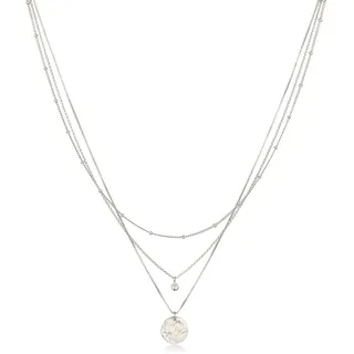 Silberkette ELLI "Halskette Layer Plättchen Weiß 925 Sterling Silber vergoldet, mit Kristallen von Swarovski" Gr. 40, silber, Halsketten, Damen, Silber 925 (Sterlingsilber), Silberkette