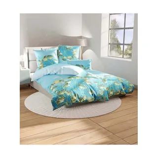 Bettwäsche WÄSCHEPUR Gr. 3, türkis, aquapetrol, bedruckt, B/L: 155cm x 220cm, Renforcé, B/L: 80cm x 80cm, 2, Renforcé, 100% Baumwolle, Bettwäsche, Bettwäsche