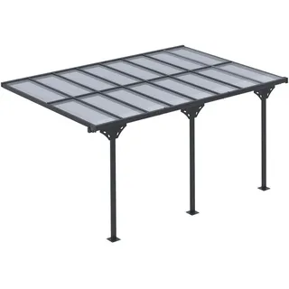 Outsunny Pergola Pavillon Aluminium Grau , Metall, Kunststoff , 302x250x435 cm , Sonnenschutz, Pavillons