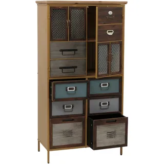 Apothekerkommode HWC-O80, Schrank Highboard Schubladen, Vintage Shabby-Look 136x73x35cm, blau Metall