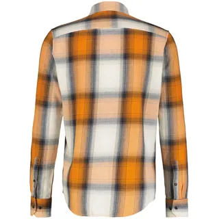 Karohemd LERROS "Langarmhemd, kariert", Herren, Gr. 5XL, extraweit, orange (pumpkin orange), 100% Baumwolle, Hemden Karohemd