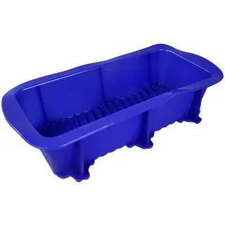 GMMH Silikon Brotbackform, Kastenform mit verzierenden Streifen und stabilisierendem Rand, Antihaft Backform Kuchenform für Kuchen und Brot, 23x10x6 cm (Blau)