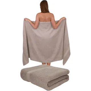 Betz Badetuch 2 Stück XXL 100x200 cm 100% Baumwolle – Weiches Frottee Saunatuch & Strandtuch – Pflegeleicht & saugstark – Palermo Serie – Farbe Stone