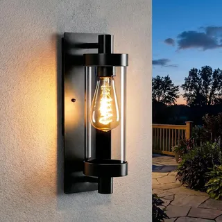 ZMH LED Außenwandleuchten Wandlampe Aussen Wandleuchte Vintage E27 Aussenlampe Schwarz IP65 lampe Flur Wand Hauswand Terrasse Balkon Garten - Schwarz