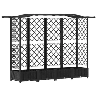 vidaXL Hochbeet mit Rankgitter und Dach Schwarz 203,5 x 40 x 125 cm PP - Schwarz