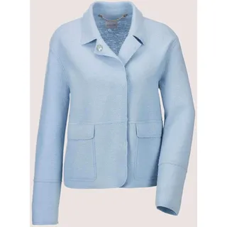 Kurzblazer MADELEINE "Kurzblazer Wollblazer mit Klappkragen und Pattentaschen", Damen, Gr. 48, blau (bleu), Obermaterial: 100% Schurwolle WV., Modern, normal, Blazer Kurzblazer, Wollblazer in Leichtverarbeitung, gekochte Wolle