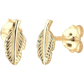 Elli Ohrringe Damen Ohrstecker Feder Symbol Boho Look in 925 Sterling Silber vergoldet