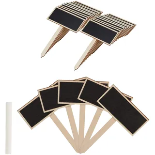 Relaxdays Pflanzenstecker Tafel, 24er Set, zum Beschriften, Kräutergarten, HxB 14x9 cm, Holz Kräuterschilder, natur