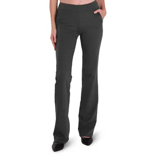 SAFORT Business Stretch Bootcut Yoga Hose für Damen Tall/Lang mit 71cm/76cm/81cm/86cm Schrittlänge, 2 Taschen - Grau - L