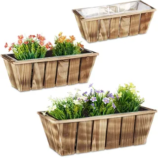 Relaxdays Blumenkasten 46 x 15 x 23 cm Braun