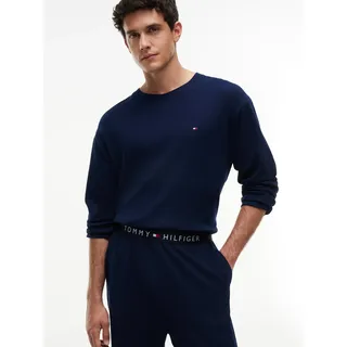 Relaxanzug "LONGSLEEVE WAFFLE SET", Herren, Gr. M (50), blau (carbon navy), Jersey, Obermaterial: 100% Baumwolle, TOMMY HILFIGER UNDERWEAR, normal normal, Rundhals, Homewear-Sets Relaxanzug
