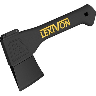 LEXIVON Axt 23cm aus Stahl der Grade A, mit verstärktem Griff eingespritztem Fiberglas, stoßdämpfendem, rutschfestem, die Griff umschlossen und überformt, inklusive Klingen Schutz