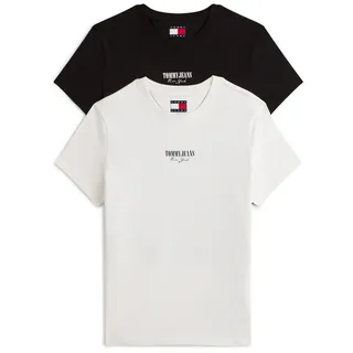 Tommy Hilfiger Tommy Jeans Tjw 2pack Essential Logo 2 Tee Dw0dw21746 S/S T-Shirt, Multi (Ecru/Black), S EU