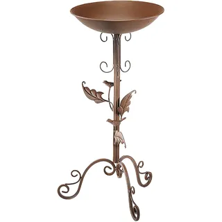 Kobolo Vogeltränke Vogelbad Futterstation RANKE - Metall Rostbraun - 33x28x61 cm - stehend Bienentränke Futterstation Bad Bird bath Feed station Deko