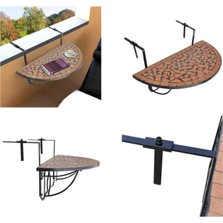 vidaXL Balkonhängetisch Mosaik Terracotta - Balkontisch - Balkontische - Beistelltisch - Beistelltische - Braun