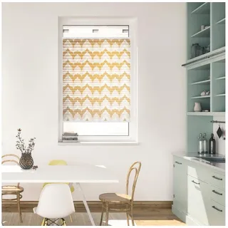 Lichtblick Plissee Klemmfix, ohne Bohren, blickdicht, Boho Zig Zag - Gelb« blickdicht freihängend, gelb