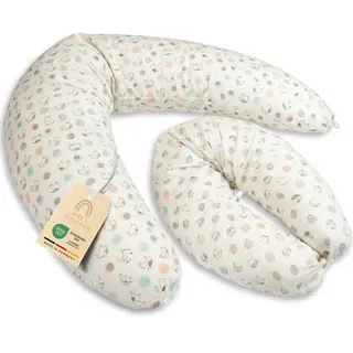 Baby's Stillkissen Seitenschläferkissen - Lagerungskissen Baby | OekoTex zertifiziertes Stillkissen mit Bezug - 190cm großes Schwangerschaftskissen für Baby & Erwachsene - 100% Bio-Baumwolle