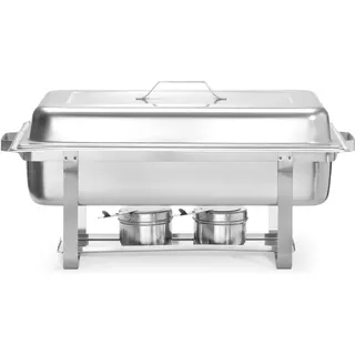 HENDI Chafing Dish GN 1/1 für 9 Liter, inkl. Brennpastenbehältern, Warmhaltebehälter aus Edelstahl mit einsteckbarem Deckel, Maße (B x L x H): 35,8 x 60 x 29,5 cm