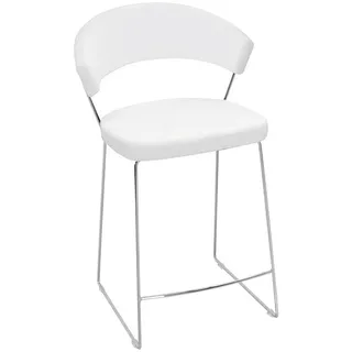 Connubia Barhocker , Weiß, Chromfarben , Metall, Leder , Echtleder , Rindleder , Kufe , 57x91x55 cm , Lederauswahl , Esszimmer, Stühle, Hocker