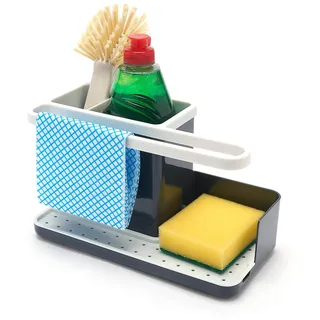 simplywire - Spülbecken-Caddy - Dunkelgrau & Weiß | Spülbecken-Organizer - Abnehmbare Auffangschale - Rutschfest
