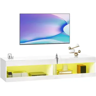 Homcom Hängendes TV Lowboard 140 x 40 x 30 cm Hochglanzweiß MDF