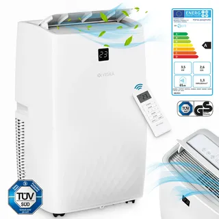 Klimaanlage Mobil 12000 BTU/h (3.500 Watt) - Mobiles Klimagerät 4in1 mit WiFi/App Monoblock Kältemittel - Fernbedienung, 24h-Timer, Luftentfeuchter - Weiß