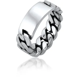 Silberring KUZZOI "Ring Herren Siegelring Panzer Glieder Platte 925 Silber" Gr. 64, schwarz, Fingerringe, Herren, 64, Silber 925 (Sterlingsilber), Silberring