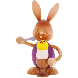 Kuhnert Drechslerei Osterdekoration/Osterhase „Stupsi Hase Eierbecher“ 11 cm, aus feinstem Holz, für EIN Bezauberndes Osterfest oder eine dauerhafte Dekoration, Holzkunst Made in Germany