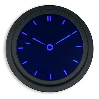 Fishtec Digitale Wanduhr, beleuchtet, LED, leise, ohne Tic Tac – Stunden und Minuten – modernes Design mit Klingelton Big Ben ausschaltbar – Ø 35,5 cm – LED blau & schwarz